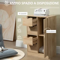 HOMCOM Mobile Bagno con 4 Cassetti, Armadietto a 2 Livelli e Maniglie Ritagliate, in Truciolato, 54x29x83 cm(m-5)