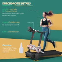 HOMCOM Elektrisches Laufband mit LCD-Display USB- und MP3-Player Faltbares Fitnessgerät 1-14 Km/h Stahl Schwarz 164 x 70 x 125 cm(m-6)
