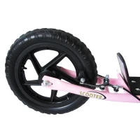 HOMCOM Trottinette enfant patinette pneus 30 cm Hauteur Guidon réglable poignée Frein et béquille Acier pour enfants à partir de 5 ans Rose(m-8)