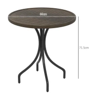 Outsunny Φ66cm Galvanised Steel Garden Table - Brown(m-3)