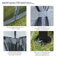Outsunny Pavillon mit Polycarbonatdach, Vorhänge mit Fliegennetz, Alugestell, dunkelgrau, 3 x 3 m(m-5)