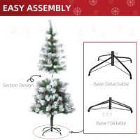 HOMCOM Indoor Christmas Tree Artificial Berry Xmas Decoration with Metal Stand and 184 Tips (5FT(150CM))(m-6)