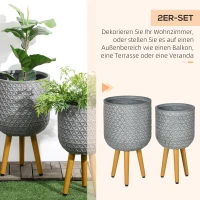 Outsunny 2er-Set Pflanzenständer, wetterbeständig, abnehmbare Beine, 31 cm x 31 cm x 55 cm, Grau(m-4)