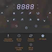 HOMCOM 7L Family Size Digital Air Fryer Oven with Air Fry, Roast, Broil, Bake, Dehydrate, 8 Presets, Rapid Air Circulation, Timer, Preheat, Non-stick Basket, Inner Light for Oil Free & Low Fat, 1500W(m-8)