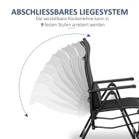 Outsunny Sonnenliege klappbar Gartenliege mit Kissen Schwerelosigkeit Liegestuhl mit 9-Fach verstellbare Rückenlehne Gartenstuhl bis 150 kg belastbar, für Garten Urlaub Outdoor Strand Pool, Schwarz(m-5)