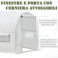 Outsunny Serra a Tunnel per Orto 3x2x2m con Copertura in PE, 2 Porte e Struttura in Acciaio, Bianco(m-4)