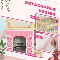 AIYAPLAY 3 Levels Dolls House Play Set with 13 Wooden Furniture Pieces and Accessories,(m-4)