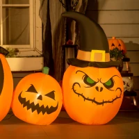HOMCOM Helloween-Gartendeko Kürbisfamilie mit Gebläse wetterfest 2,45 x 0,60 x 1,25 m(m-9)