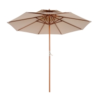 Outsunny Parasol en Bois Droit 2 Toit Polyester 180 g/m² dia. 2,7 x 2,6H m beige