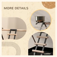 PawHut Parrot Stand Bird Stand w/Wood Perch Ladder Feeder Removable Tray(m-6)