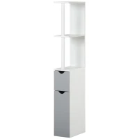 kleankin Mueble de Baño con Puertas y Estantes Abiertos Armario de Baño Estilo Moderno 15,2x29,8x118 cm Gris(m-11)