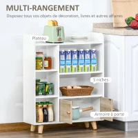 HOMCOM Meuble buffet scandinave bibliothèque meuble de rangement en MDF blanc chêne clair(m-4)