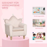 HOMCOM Kindersessel für Kinder 3-5 Jahre, weicher Stoffbezug, Rahmen aus Eukalyptusholz, 50 x 42 x 58cm, hellrosa(m-6)