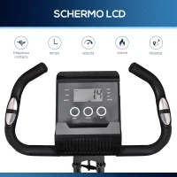 HOMCOM Cyclette Pieghevole Magnetica con 8 Livelli di Resistenza, Monitor LCD e Altezza Regolabile, 100x54x109cm, Grigio e Nero(m-4)