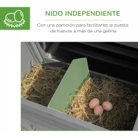PawHut Gallinero de Madera Exterior Jaula para 2-4 Gallinas con Corral de Alambre Techos Asfálticos Nido Bandeja Extraíble y Rampa 200x80x105 cm Gris(m-6)