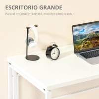 HOMCOM Mesa de Escritorio Multifuncional Escritorio Estable con Pies Ajustable para Despacho Casa Estudio Gaming 135x60x75 cm Blanco(m-4)