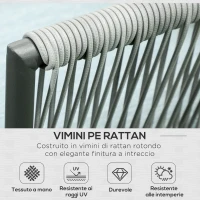 Outsunny Set da Giardino 4 Pezzi in Rattan con Tavolino da Caffè, 2 Divani ad Angolo e Poltroncina, Nero Grigio e Blu(m-4)
