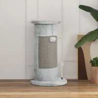PawHut Griffoir pour chats, 58 cm poteau griffoir chat coussin en sisal naturel boule suspendu et boule à ressort gris(m-8)