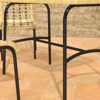 Outsunny 5 Pcs Rattan Outdoor Dining Set Patio Conservatory w/ Tempered Glass Tabletop Hollowed-out Design - Natural Wood Finish(m-7)