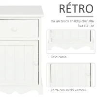 HOMCOM Set 2 Comodini in Legno Bianco con 1 Cassetto e 1 Armadietto in Stile Rétro per Camera da Letto, 35x30x49cm(m-6)