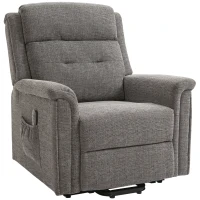 HOMCOM Fauteuil releveur électrique 2 moteurs, fauteuil de relaxation avec dossier inclinable et repose-pied, position allongée jusqu'à 180 ° - tissu polyester aspect lin gris(m-10)