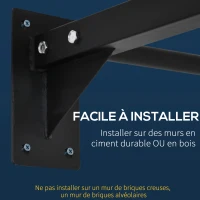 HOMCOM Barre de traction barre de fitness en acier charge maximale 120 kg montage mural 94 x 51 x 18 cm noir(m-5)