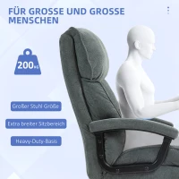 HOMCOM Großer hoher Bürostuhl, 200 kg Tragekapazität, robuste Konstruktion, weicher Bezug, Grau(m-4)