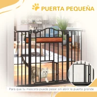 PawHut Barrera para Perros con Altura Ajustable Cierre Automático y Sistema de Doble Bloqueo para Puertas 93x76,2 cm Negro(m-7)
