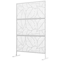 Outsunny Panneau brise vue décoratif paravent extérieur blanc à motif végétal en métal - 122 x 45 x 198 cm, blanc(m-1)