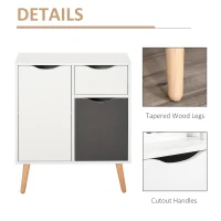 HOMCOM Sideboard Floor Cabinet Storage Cupboard with Drawer and Solid Wood Legs for Bedroom, Living Room, Entryway, Grey(m-6)