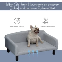 PawHut Hundesofa mit Weichem Bezug Haustiersofa mit Holzbeinen Hundebett 82 x 54 x 36 cm(m-7)