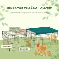 PawHut Kleintiergehege Freilaufgehege Zwergkaninchengehege, 185 x 75 x 50 cm, Grün + Schwarz(m-5)