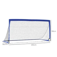 HOMCOM Set of 2 Football Goal Net 6 x 3 ft Foldable Outdoor Sport Training Teens Adults Football with Carrying Bag Blue(m-3)