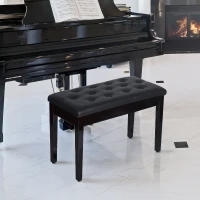 HOMCOM Sgabello Pianoforte Professionale con Vano Portaoggetti Finta Pelle, Legno 76 x 36 x 50cm Nero Sgabello Panchetta Panchina Sedia per Pianoforte con vano portaoggetti(m-2)