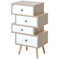 HOMCOM Mobiletto Multiuso Stile Nordico, Cassettiera Camera da Letto con 4 Cassetti in Legno, 47 x 29.5 x 81cm(m-10)