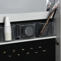 HOMCOM Espejo Joyero de Pie Armario Joyero con Luces LED y Cerradura Armario de Joyas con Espejo Integrada para Dormitorio Blanco con Veta de Madera(m-8)