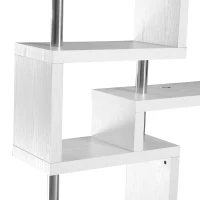 HOMCOM Bartisch-Regal Combi Stehtisch Tresentisch mit 4 Ablagefläche Multi-Winkel-Platzierung Drehbar Weiß 175x30x164,5 cm(m-9)