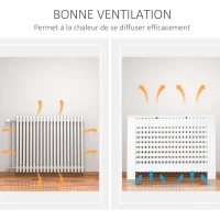 HOMCOM Cache-radiateur couverture radiateur Design à Lattes Panneau Cabinet dim. 112L x 19l x 81H cm MDF Blanc(m-5)