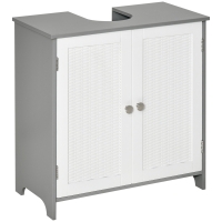 kleankin Meuble Sous Lavabo 2 Portes - 60x30x60cm Gris Blanc