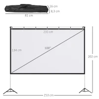 HOMCOM Projektionsleinwand Filmleinwand 253 x 41 x 202 cm Kunststoff Weiß(m-3)