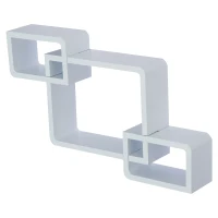 HOMCOM Estante de Pared Juego de 3 Estantes Estantería para Libro CDs Baldas Flotantes Decorativo Cubos Retros Blanco(m-11)