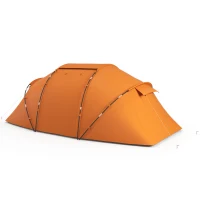 Outsunny 4-6 Man Camping Tent with Living Area and 2 Bedrooms, Hiking Sun Shelter, UV Protection Tunnel Tent, Orange(m-11)