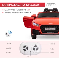 HOMCOM Macchina Elettrica per Bambini 3-5 Anni Licenza AUDI TT con Telecomando e Fari LED, 102x60x44 cm, Rosso(m-5)