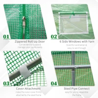 Outsunny 4.5m x 2m x 2m Walk-in Tunnel Greenhouse Garden Plant Growing House with Door and Ventilation Window, Green(m-5)