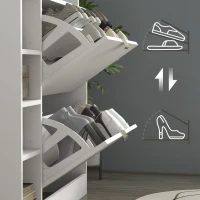HOMCOM Zapatero con Cajones Abatibles Estantes Ajustables y Estantes Abiertos para 12 Pares de Zapatos 89x25x92 cm Blanco(m-8)