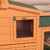 PawHut Clapier cage à lapins rongeurs 2 niveaux 3 portes verrouillables tiroir à déjection 150L x 45l x 85H cm bois massif sapin(m-8)
