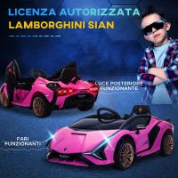 HOMCOM Macchina Elettrica per Bambini 3-5 Anni Lamborghini 12V con Telecomando e Velocità 3-5km/h, Rosa(m-7)