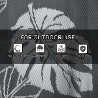 Outsunny Plastic Straw Reversible RV Outdoor Rug with Carry Bag, 182 x 274cm, Grey and White(m-6)