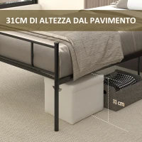 HOMCOM Struttura Letto Singolo in Acciaio con Doghe Integrate, Testiera e Pediera, 90x200cm(m-6)
