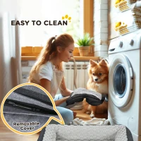 PawHut Calming Dog Bed Pet Mattress w/ Removable Cover, Anti-Slip Bottom, for Medium Dogs, 90L x 69W x 21Hcm - Charcoal Grey(m-8)